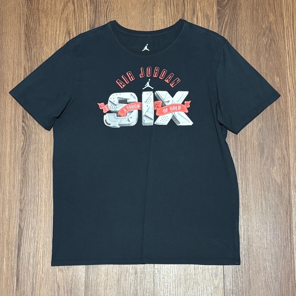 Air Jordan Six Graphic T-Shirt Black Red Jumpman Logo Tee Men’s XL